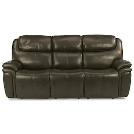 Leather Match Power Reclining Sofa with Power Headrests